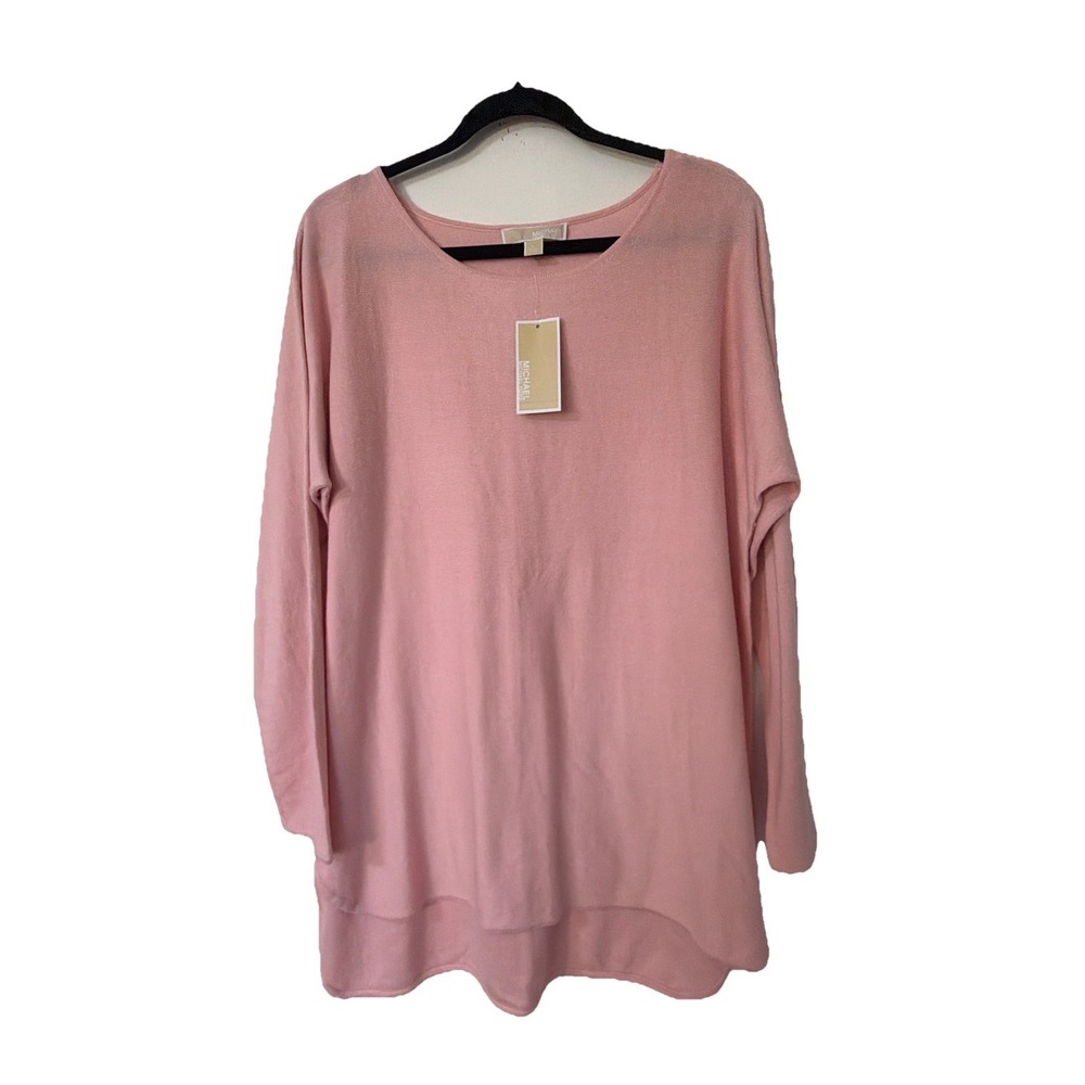 Michael Kors High-Low Pink Knit Sweater Dress Size L New